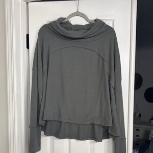 We The Free Layered Cowl Neck Top - Greenish Gray